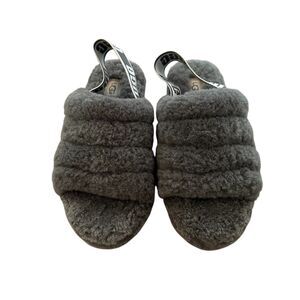 UGG Fluff Yeah Slides in Charcoal Size 6